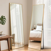 Gold Full Length Mirror 152x42cm Wall or Floor Standing, Shatterproof