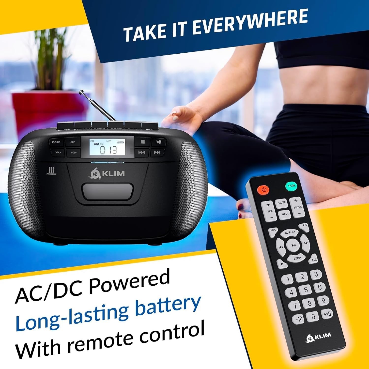 CD Cassette Player Boombox Bluetooth AM FM Radio USB AUX Remote Stereo