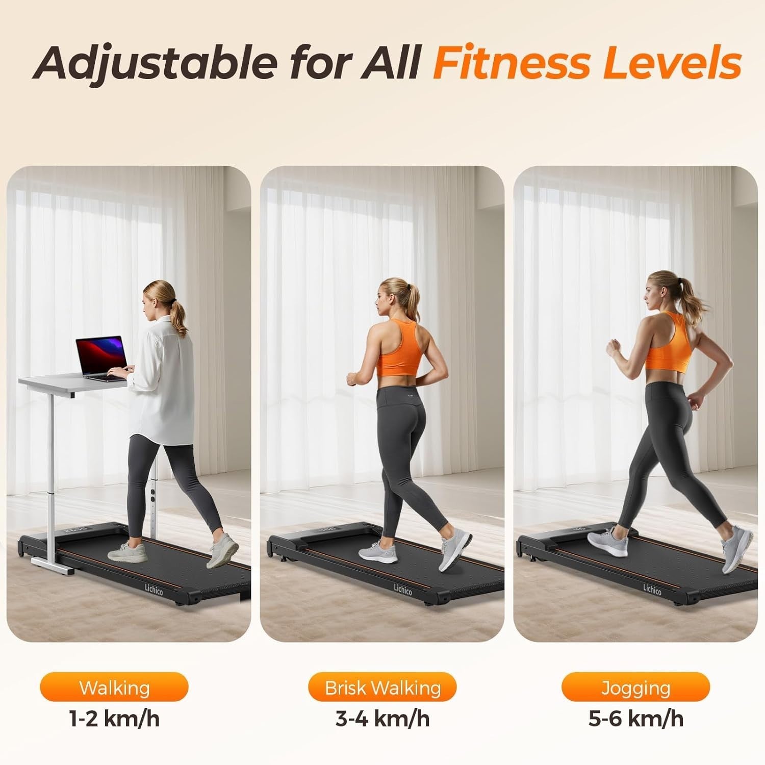 Under Desk Walking Treadmill 0-9% Incline 40x100cm Belt Smart App