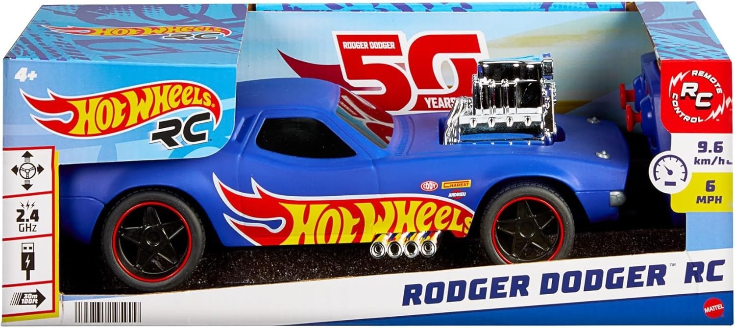 Hot Wheels RC Car 1:16 Rodger Dodger 50th Anniversary Fast Remote Control