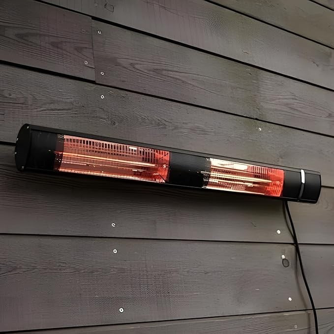 3kW IP44 Wall Mounted Patio Heater w/ Remote 100-300cm Black Aluminium