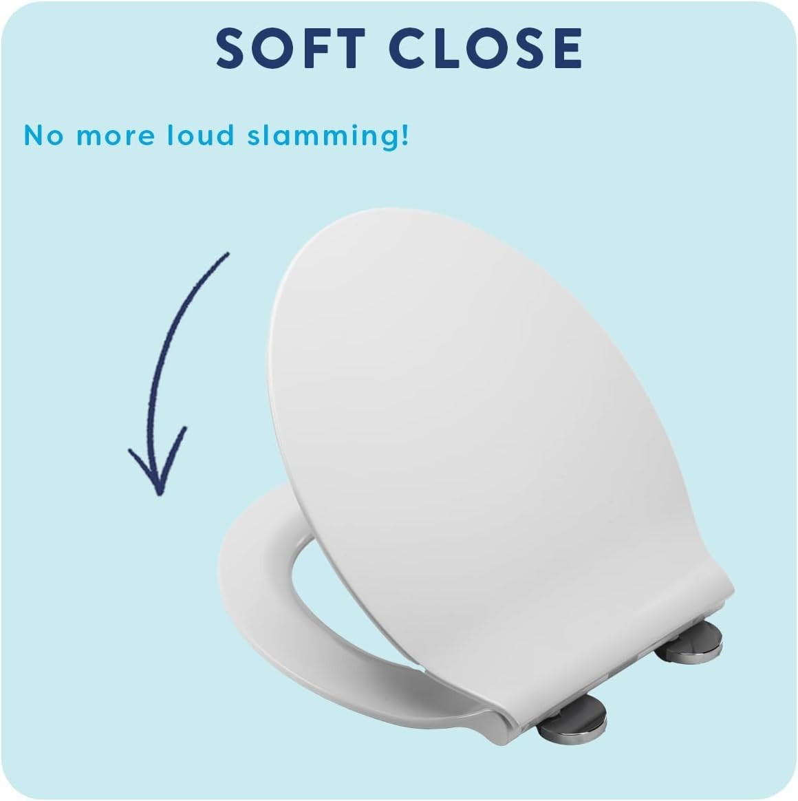 White Oval Slimline Toilet Seat Soft Close Quick Release Antibacterial