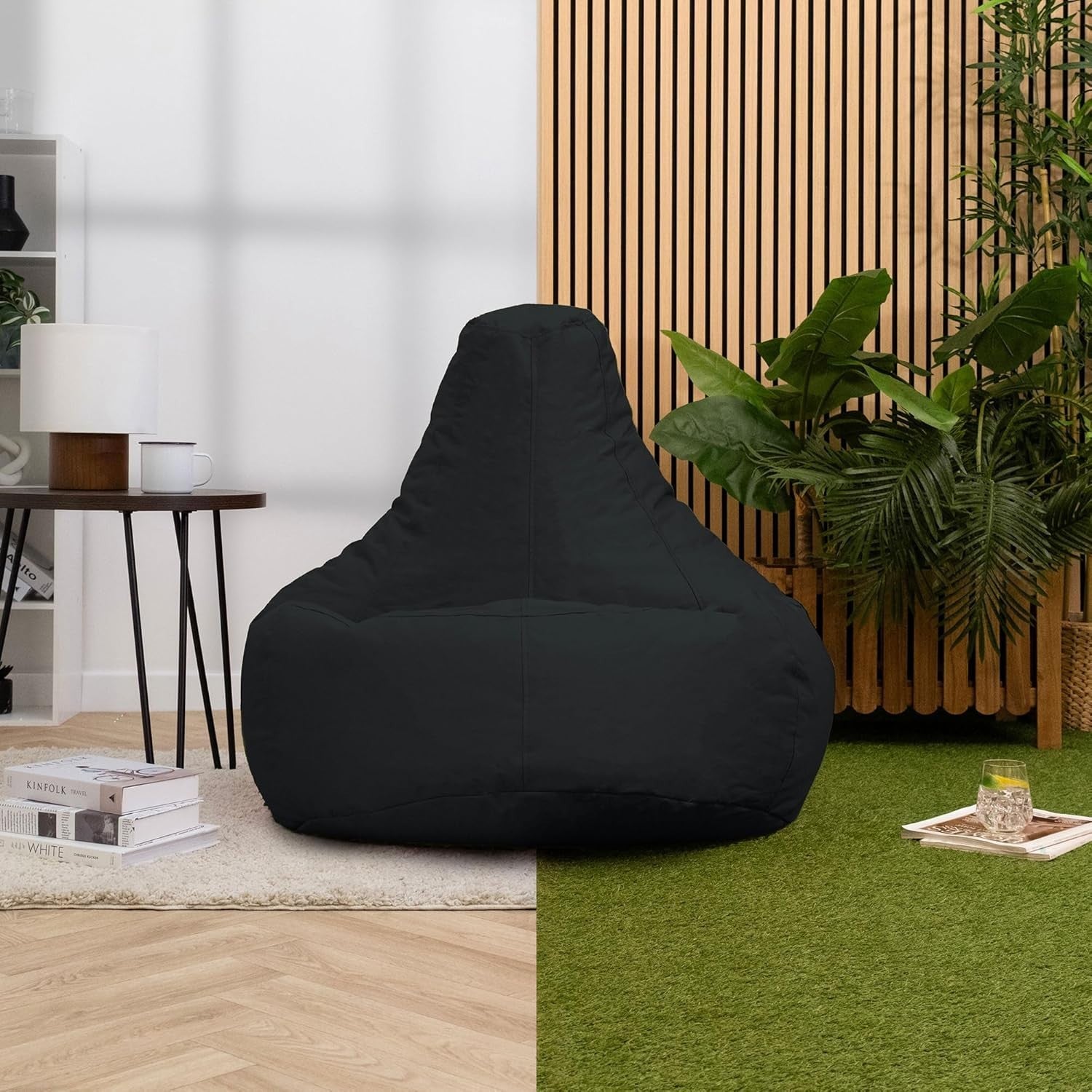 Gaming Bean Bag Chair Black | Waterproof Recliner Seat for Indoors Outdoors