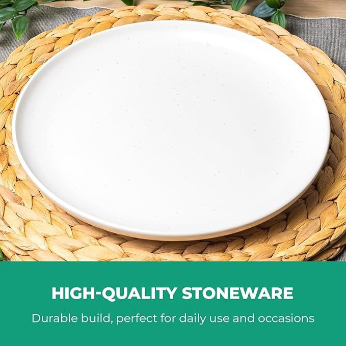 16 Piece Stoneware Dinner Set Plates Bowls Mugs for 4 Microwave Dishwasher Safe
