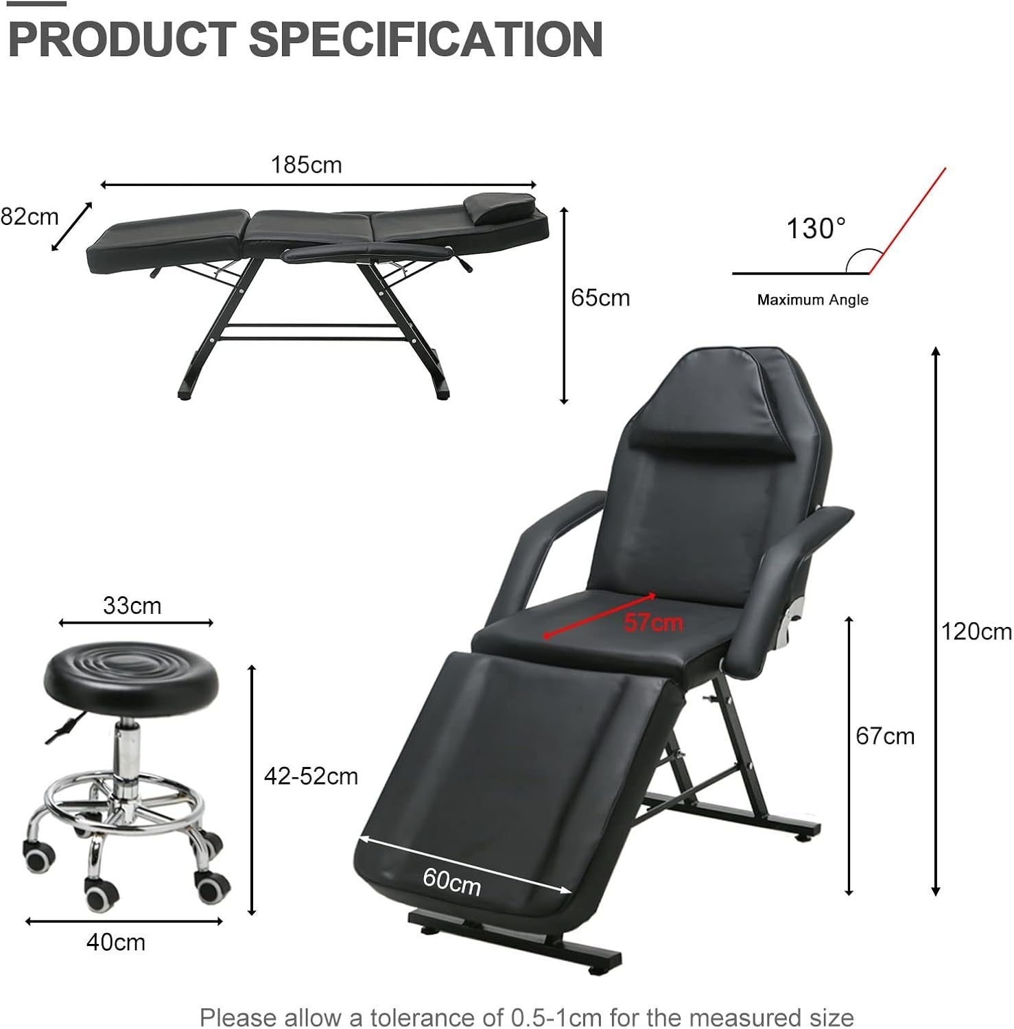 Adjustable Massage Chair Portable Folding Therapy Chair With Headrest