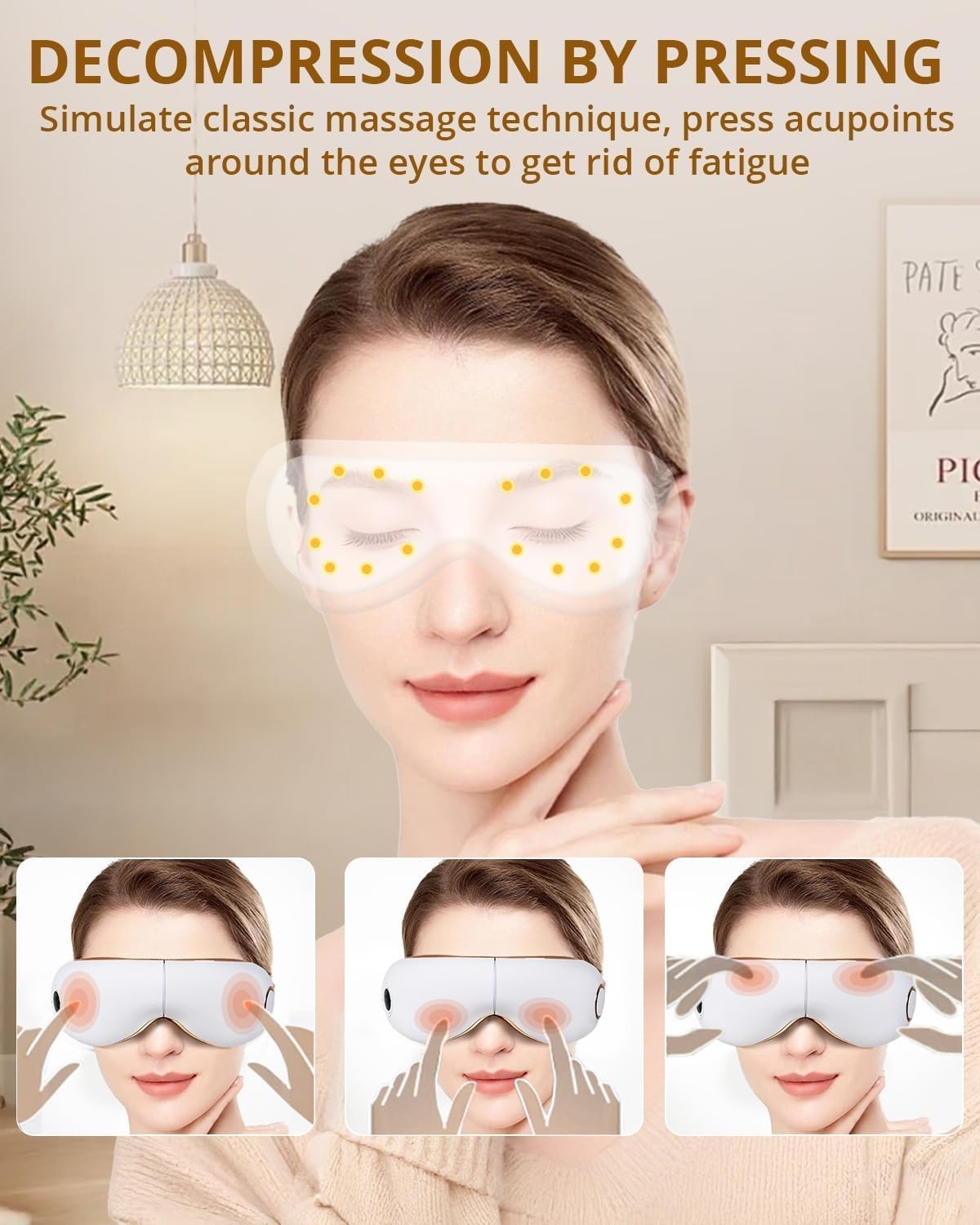 Heated Eye Massager Foldable Air Compression Vibration Mask