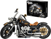 445-Piece Retro Motorcycle Model Kit with Chain Drive & Custom Stickers