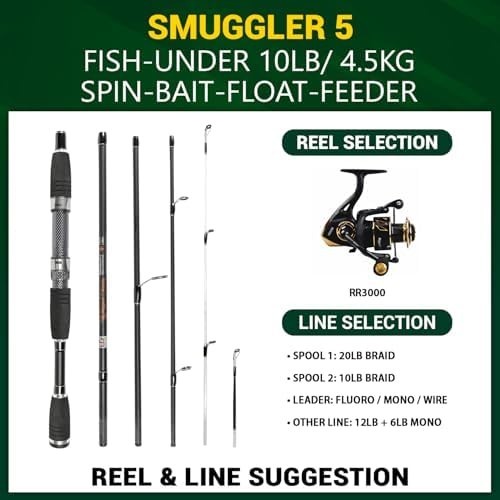 Smuggler 5 Travel Fishing Rod – Super Compact, Spin & Fresh/Saltwater