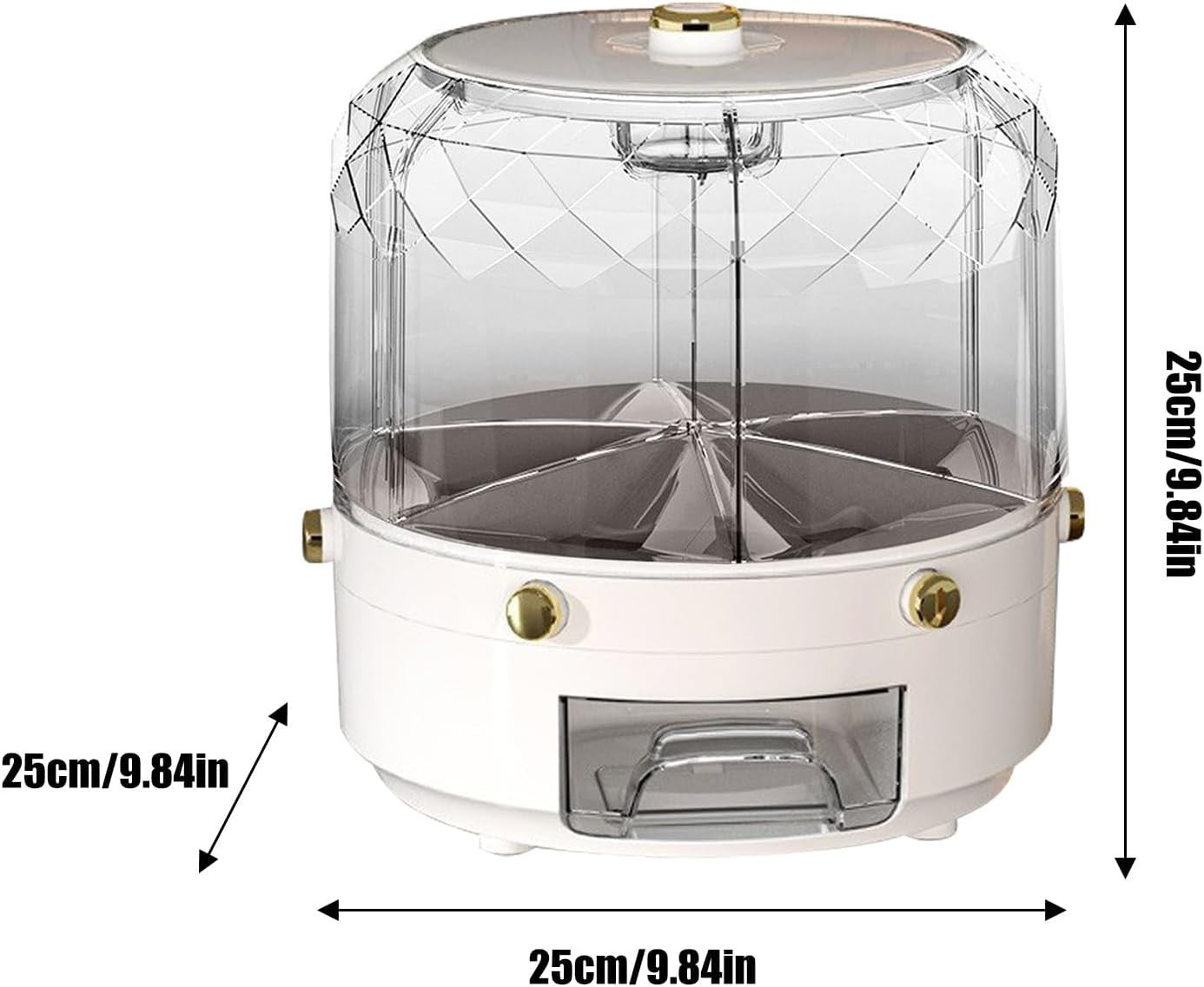 Rotating Rice Bucket 6 Grid Grain Dispenser Large Dry Food Storage