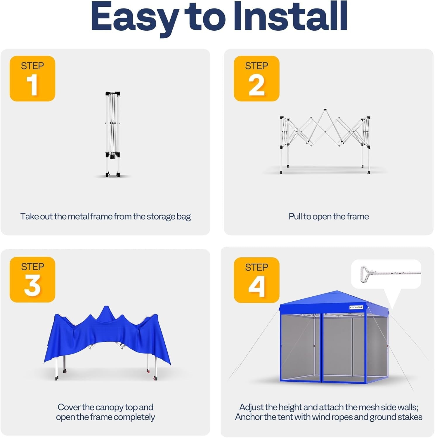 3x3M Blue Pop Up Gazebo With Mosquito Net Waterproof Outdoor Tent