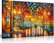 Large Abstract Rainy Park Canvas Wall Art Colourful Modern Home Decor 36x24