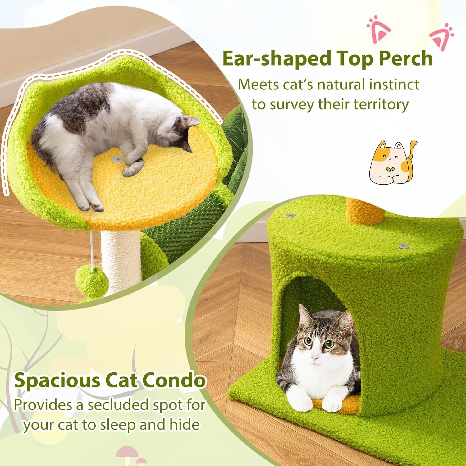 Cat Tree Tower with Condo Scratching Posts Self Groomer Kitten Activity