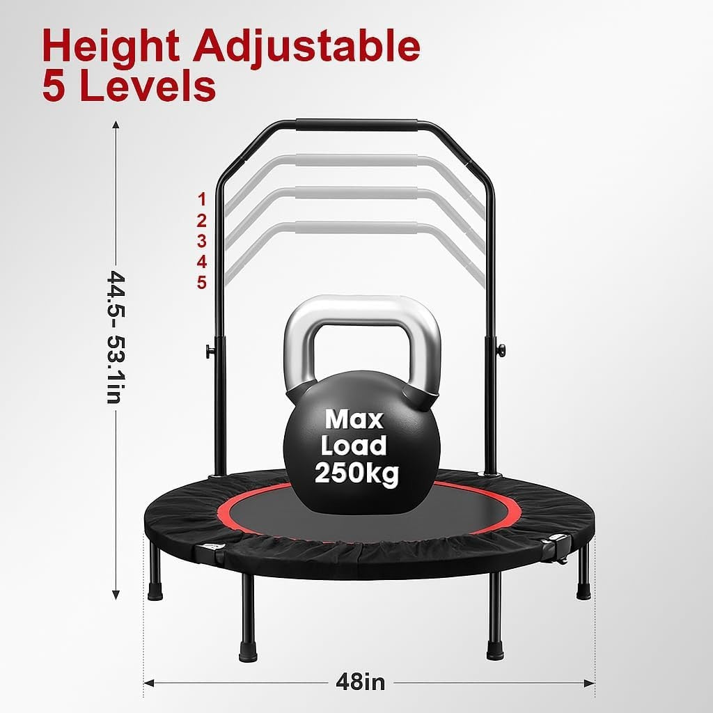 48in Foldable Exercise Trampoline Heavy Duty Rebounder 220KG