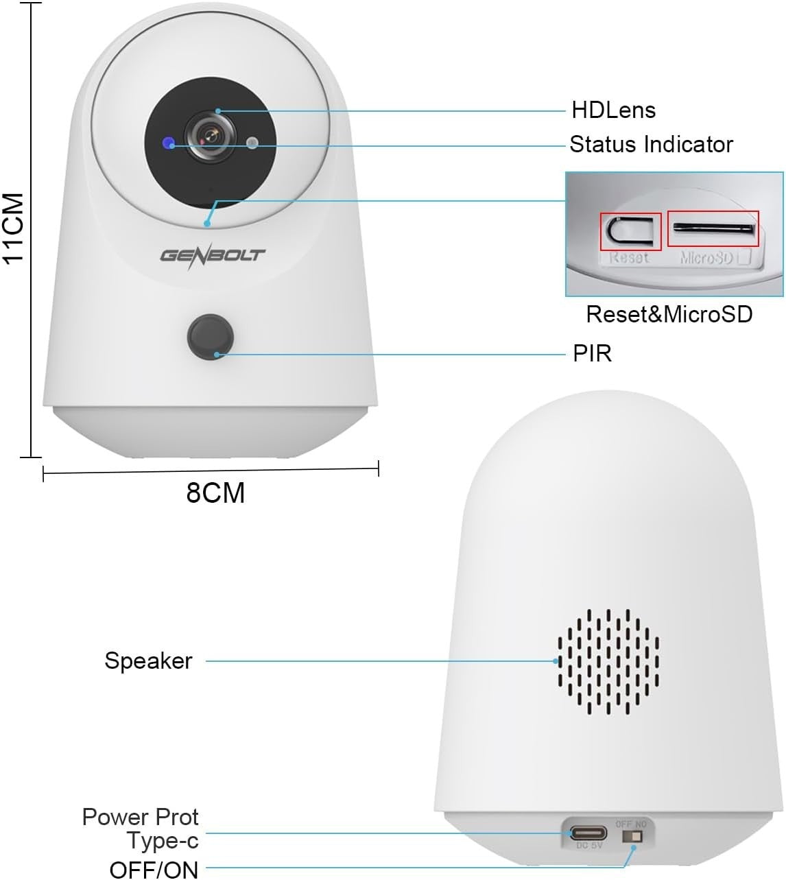 2K Indoor Security Camera Wireless Battery PTZ Pet Baby Monitor WiFi