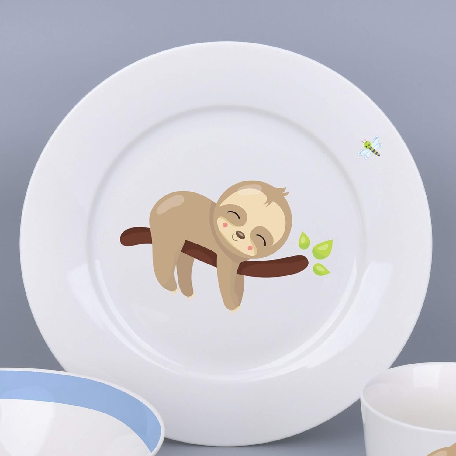 Kids Dinnerware Set 3 Piece Ceramic Plate Bowl Mug Cute Animal Microwave Safe