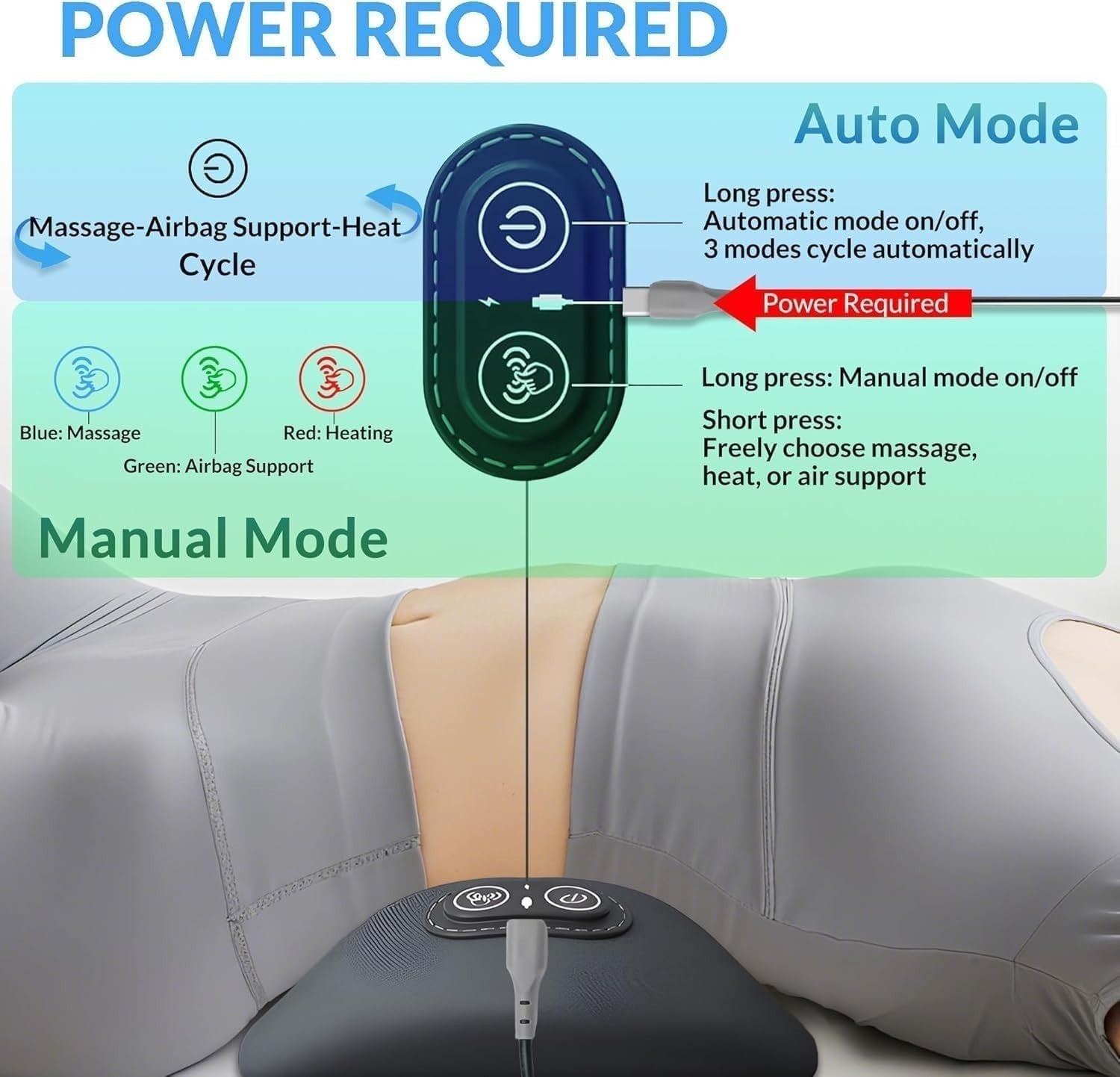 3 in 1 Back Massager Heat Vibration Traction Sciatica Relief