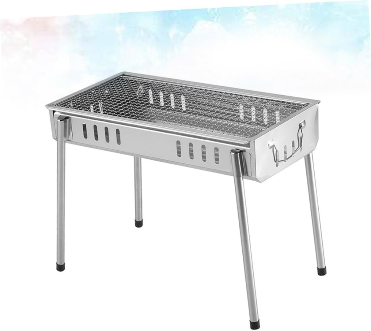 Portable Stainless Steel Charcoal BBQ Grill with Folding Legs Outdoor Camping