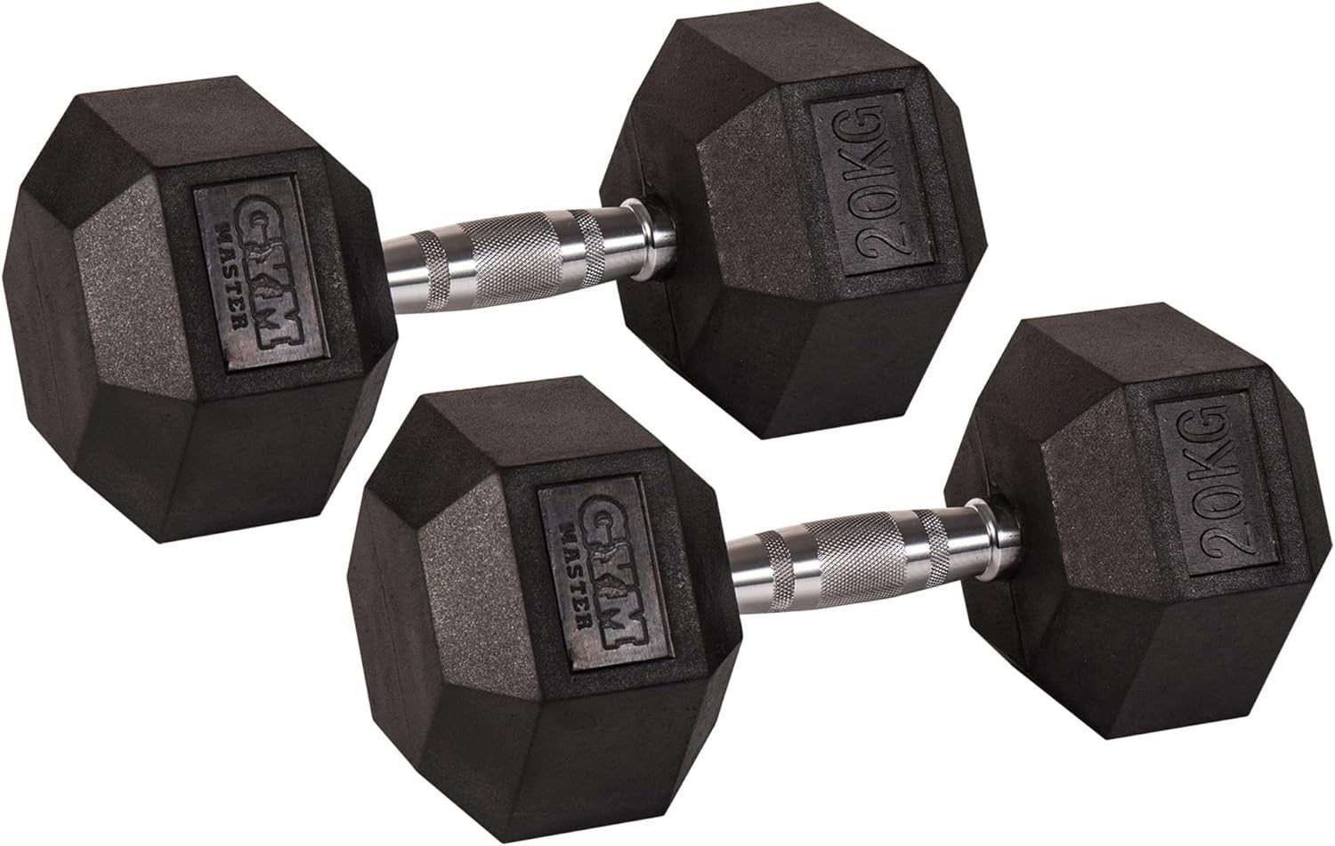 20kg Hex Dumbbells Pair Rubber Coated Anti Roll Home Strength Weights