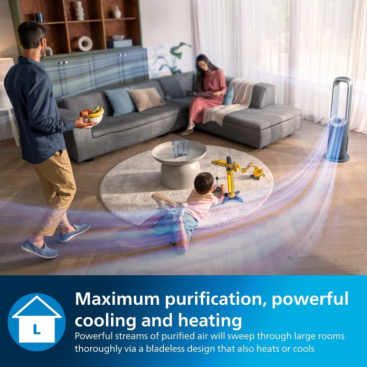 3 in 1 Air Purifier Heater Fan HEPA Smart Quiet Large Room 70m²