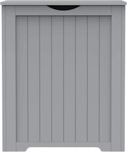 Laundry Hamper Cabinet Wooden Storage Chest with Lid Grey Bathroom Unit