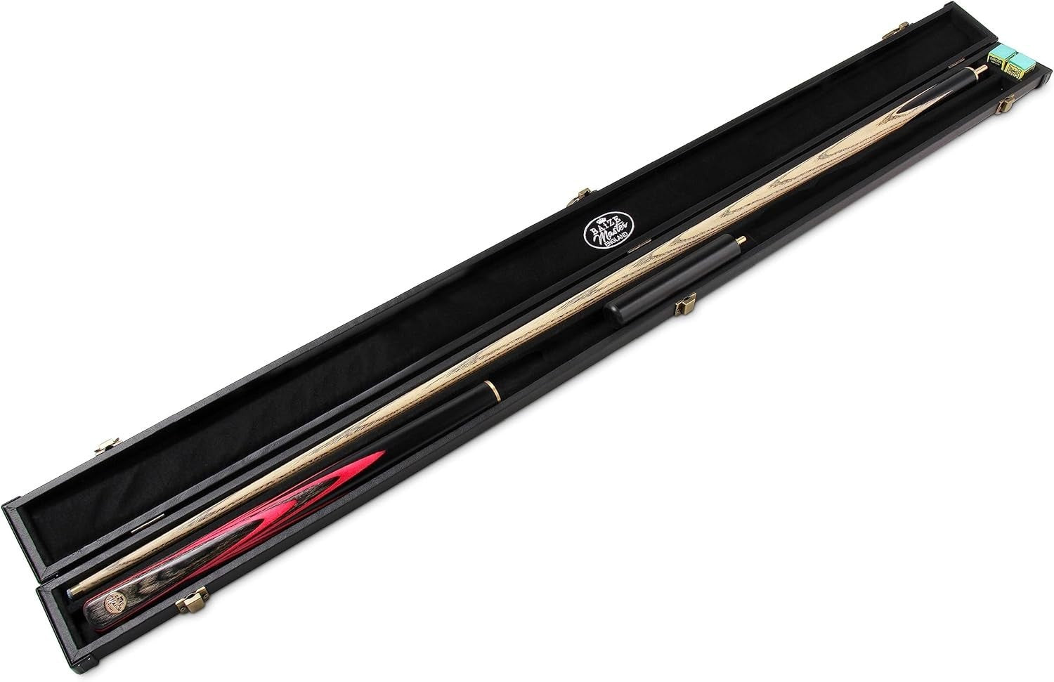 57in Hand Spliced English Pool Cue 8.5mm Tip 3/4 Joint Pro Set Red