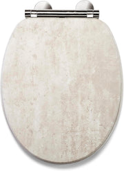 Pale Concrete Wooden Toilet Seat Soft Close Quick Release Antibacterial Durable