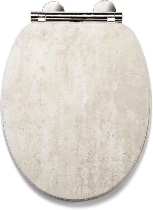 Pale Concrete Wooden Toilet Seat Soft Close Quick Release Antibacterial Durable