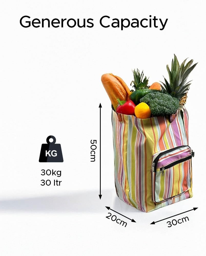 Foldable Leisure Shopping Trolley with Seat Large Capacity Easy-Roll Wheels