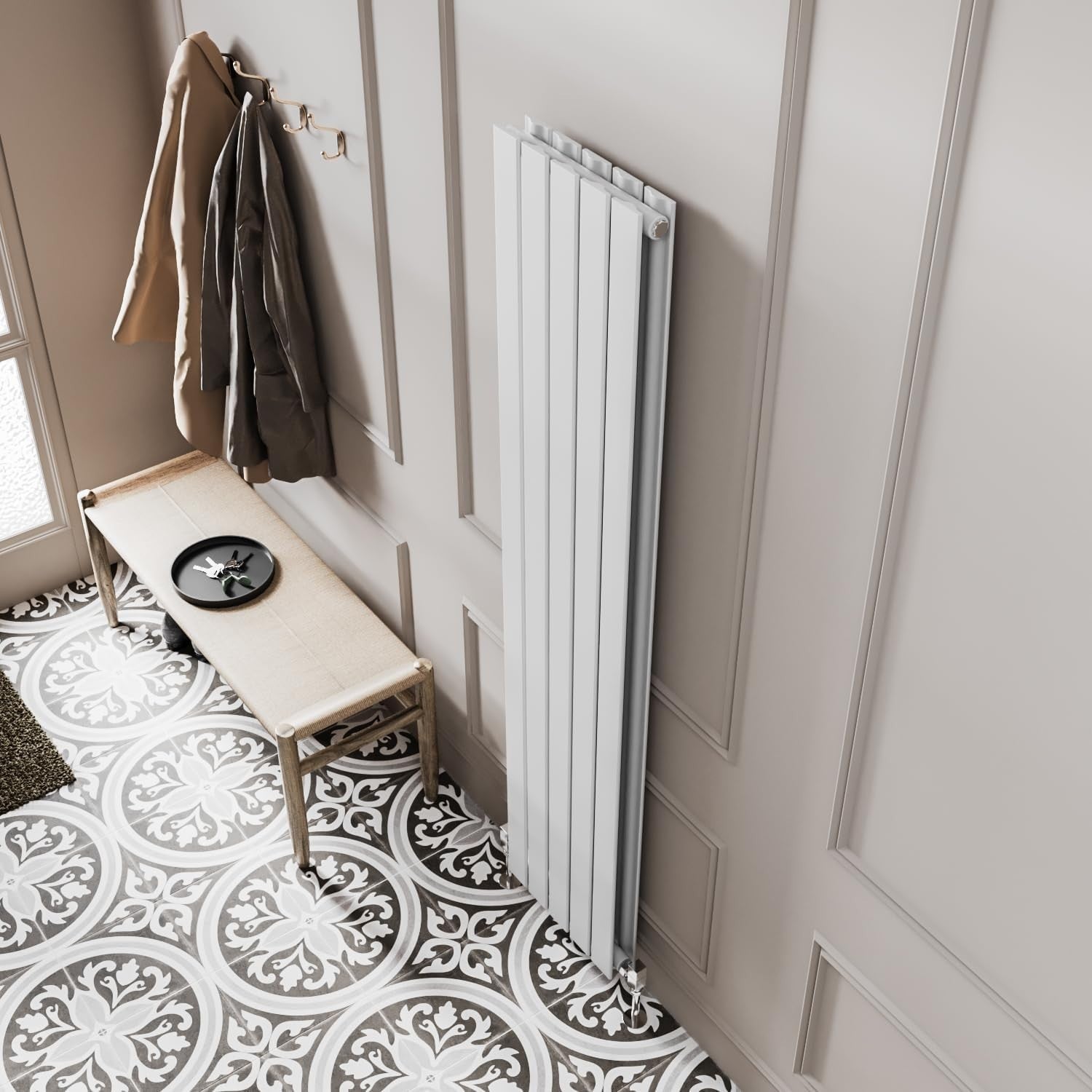 Slim Vertical Flat Panel Radiator 1600x340mm High Heat Output White