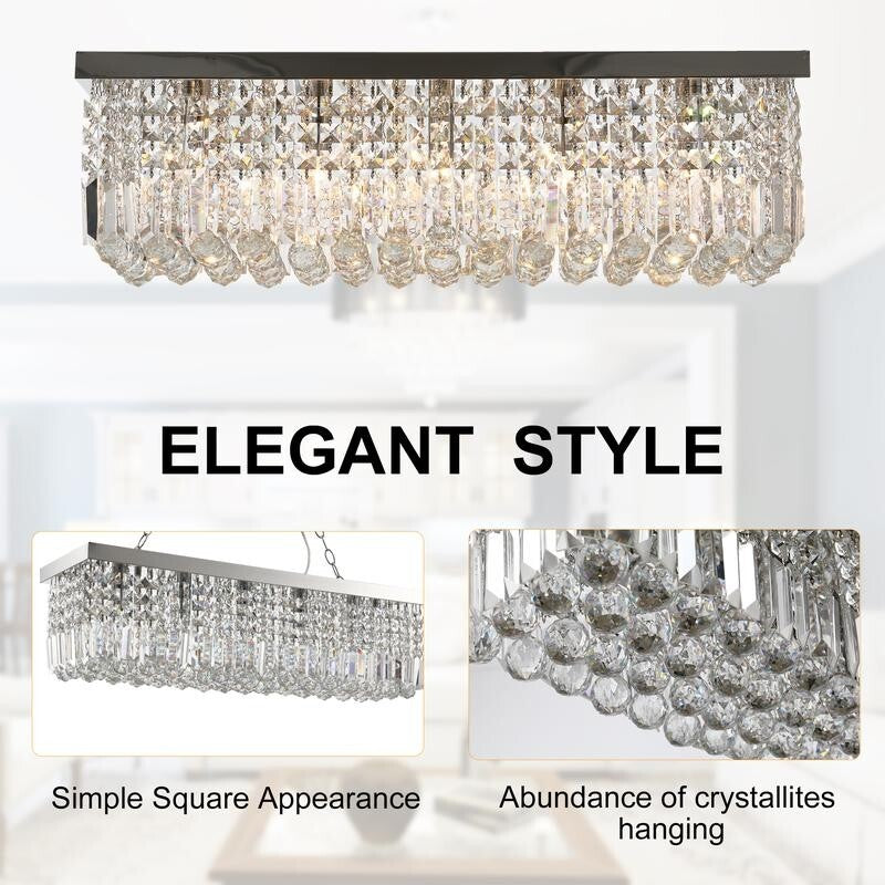 Luxury 80cm K9 Crystal Chandelier Ceiling Light E14 Flush Mount for Lounge Hall