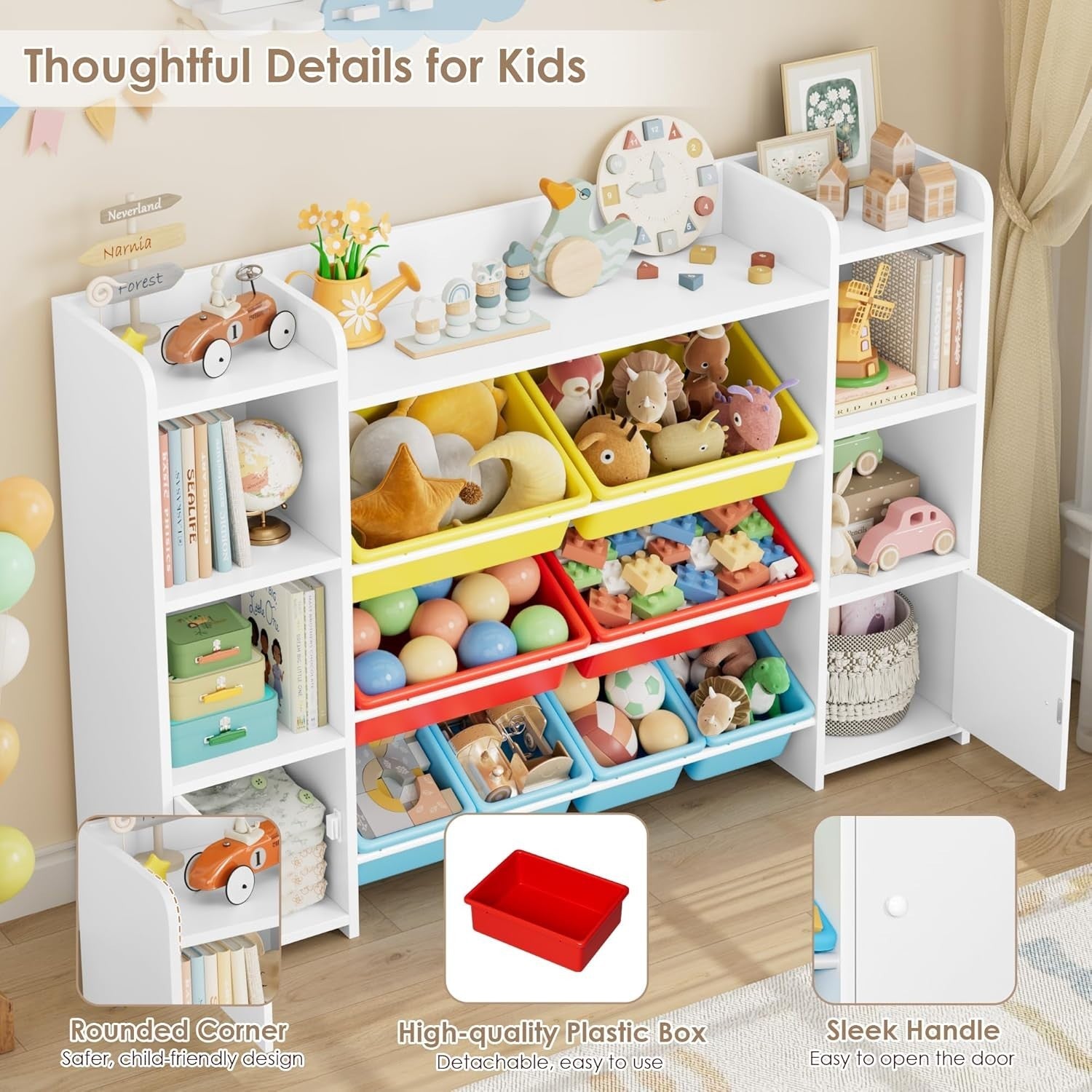 Kids Toy Storage Organizer with 8 Removable Bins & Shelves – Colorful & Durable
