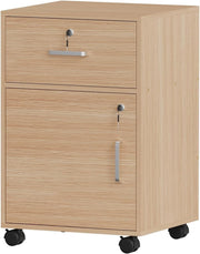 Maple Locking Rolling Desk Pedestal 1 Drawer Cabinet Under Desk