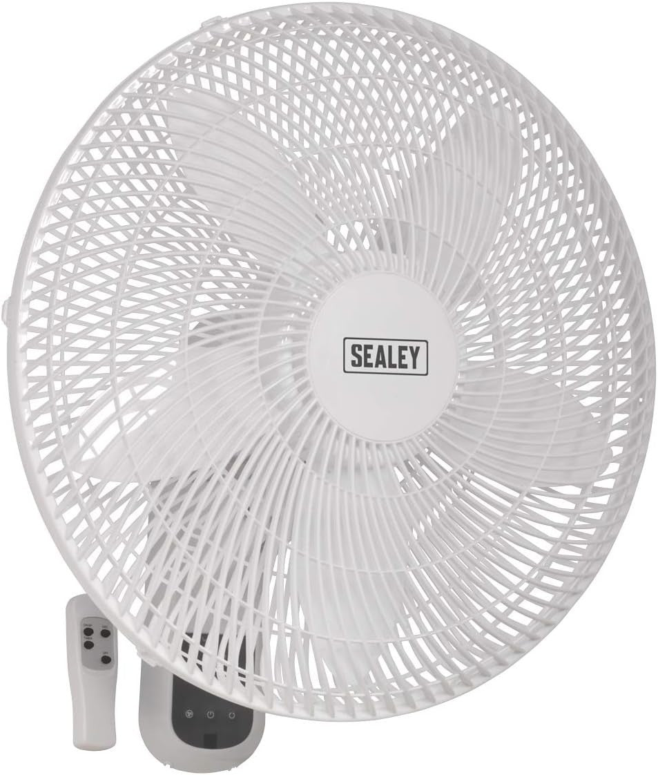 Wall Fan 18 Inch 3-Speed Oscillating Remote Control Mounted Cooling Airflow 230V