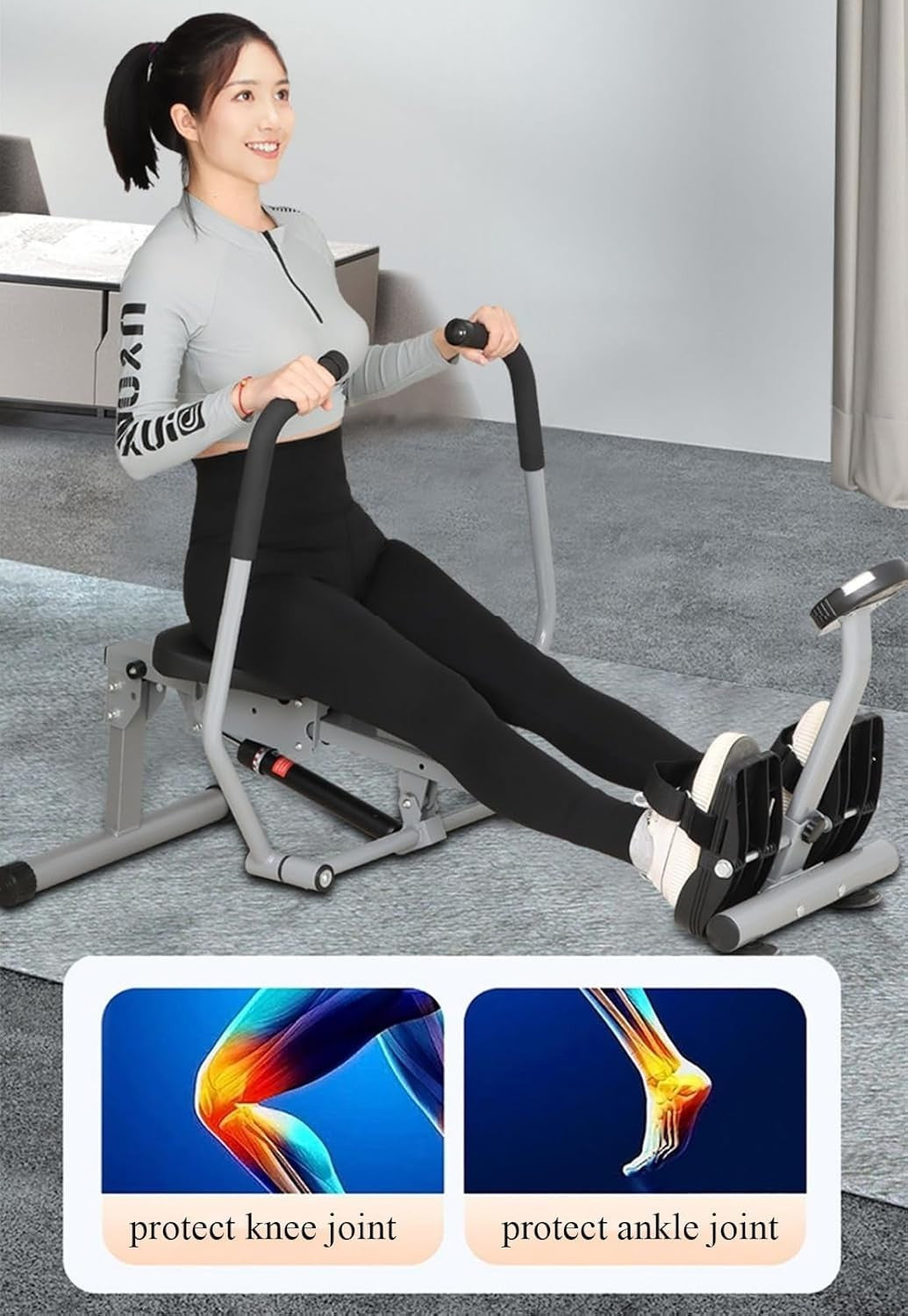 Hydraulic Rowing Machine Full Motion Foldable 12-Level Resistance LCD 330LB Home