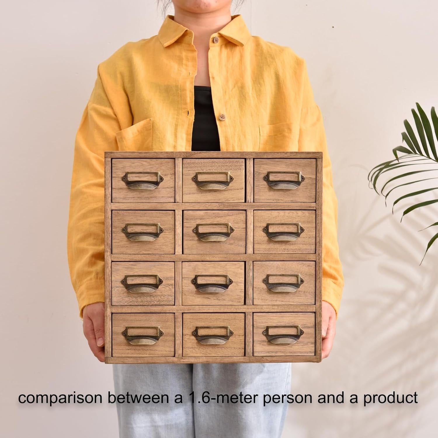 Wood Desktop Organizer 12-Drawer Storage Cabinet with Metal Handles