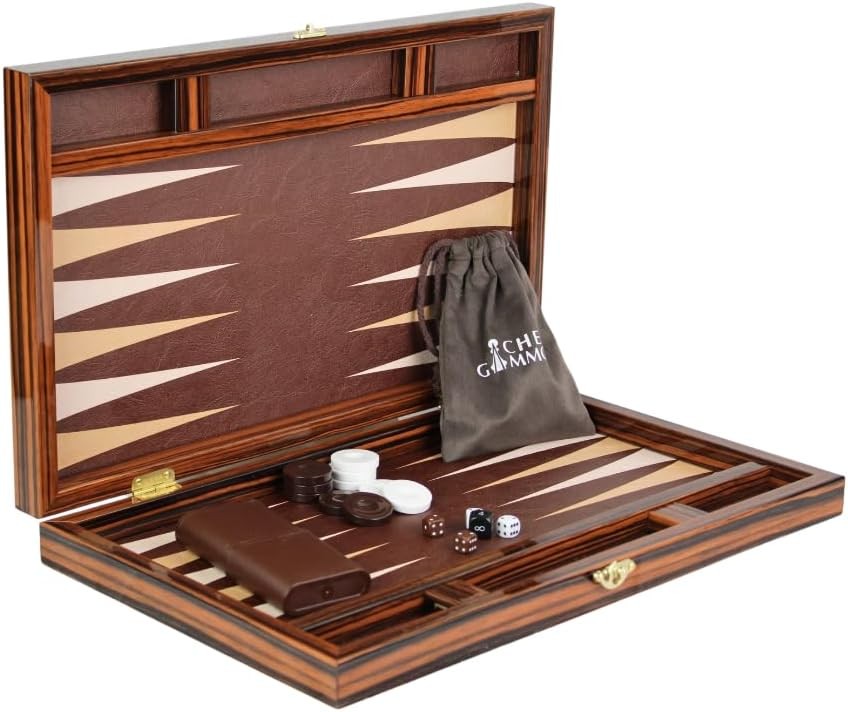 24” Leather Backgammon Set Regal Design Large Luxury Foldable Board Game