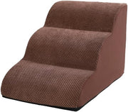 3-Step Dog Stairs Bed Sofa Non-Slip Foam Pet Ladder Brown