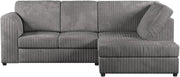 L-Shaped Grey Jumbo Cord 4-Seater Corner Sofa Right Hand Facing Comfort