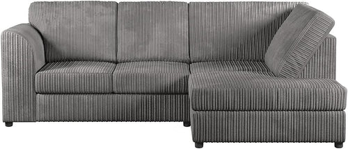 L-Shaped Grey Jumbo Cord 4-Seater Corner Sofa Right Hand Facing Comfort