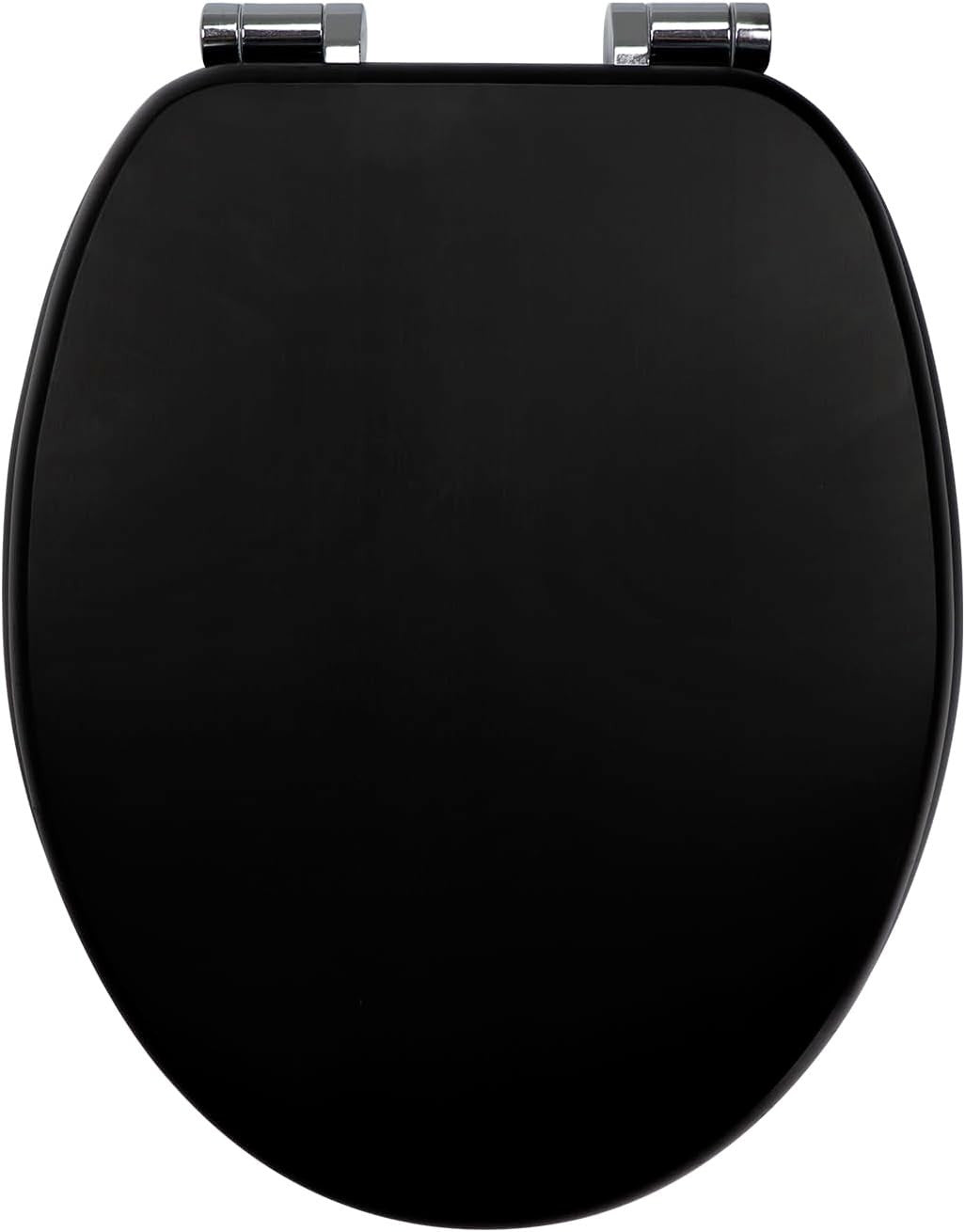Bamboo Toilet Seat Soft Close Solid Wood Oval Easy Clean Metal Hinges 45x37cm