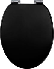 Bamboo Toilet Seat Soft Close Solid Wood Oval Easy Clean Metal Hinges 45x37cm