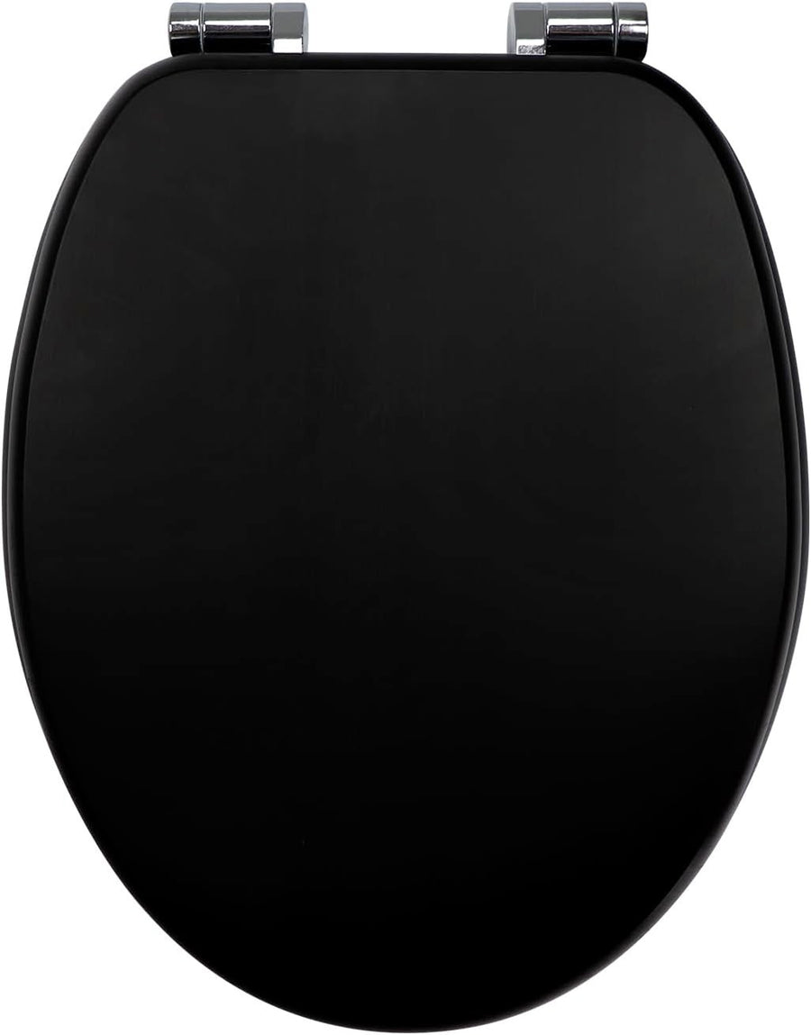 Bamboo Toilet Seat Soft Close Solid Wood Oval Easy Clean Metal Hinges 45x37cm