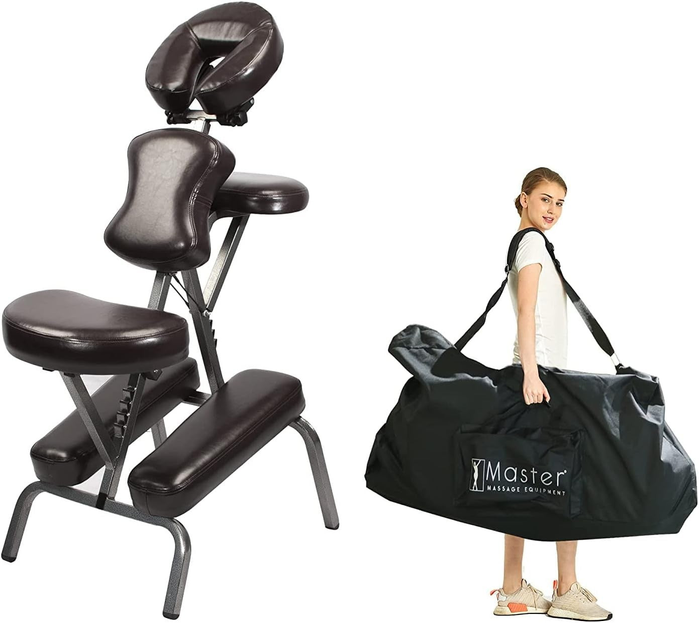 Portable Massage Chair Lightweight Adjustable Folding Spa Tattoo Therapist Brown