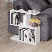 2 Tier Storage Side Table White - Slim Space-Saving Organizer 60x60x19.5cm
