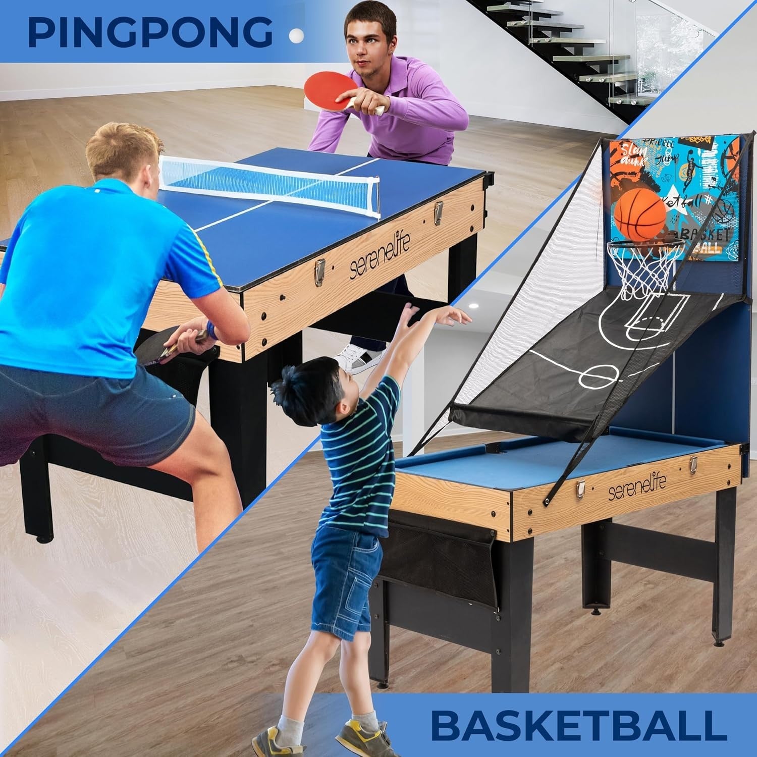 6-in-1 Multi Game Table 4ft Arcade Air Hockey Pool Foosball Indoor