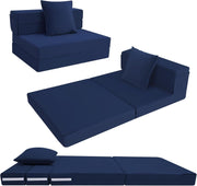 Folding Sofa Bed Mattress Guest Chair Z Lounge Foam Futon Single Navy