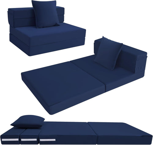 Folding Sofa Bed Mattress Guest Chair Z Lounge Foam Futon Single Navy