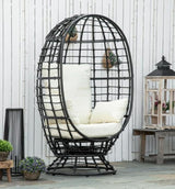 Luxury Rattan Egg Chair Outdoor Garden Patio Lounge Swivel Seat w/ Cushion