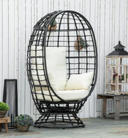 Luxury Rattan Egg Chair Outdoor Garden Patio Lounge Swivel Seat w/ Cushion