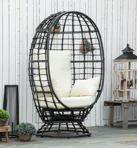 Luxury Rattan Egg Chair Outdoor Garden Patio Lounge Swivel Seat w/ Cushion
